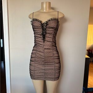 Windsor Black and Tan Polka Dot lace Dress small